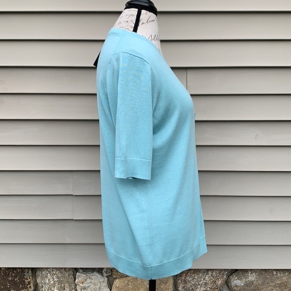 Talbots Short Sleeve Cardigan Sweater - Seafoam - Picture 9 of 11